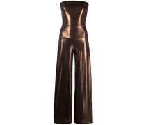 Schulterfreier Metallic-Jumpsuit
