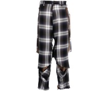 Karierte Hose mit weitem Bein
