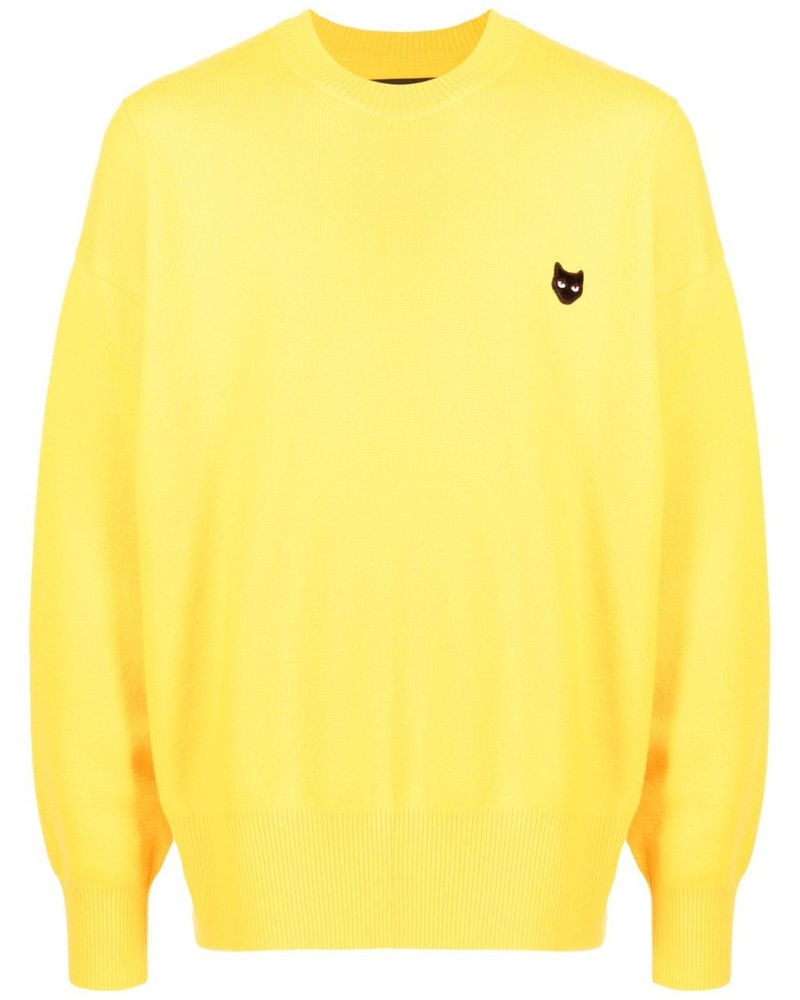 SONGZIO Damen Gestrickter Pullover mit Logo-Patch