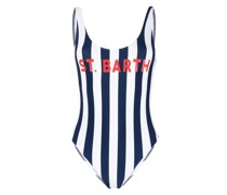 Gestreifter Badeanzug mit Logo-Print