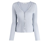 Gerippter Cardigan mit V-Ausschnitt