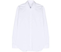 spread-collar cotton-blend shirt