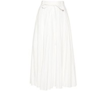 plissé-effect linen-blend skirt