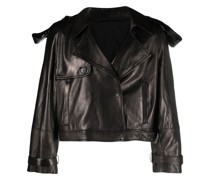 Lederjacke mit fallendem Revers