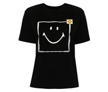 T-Shirt mit eckigem Smiley-Print