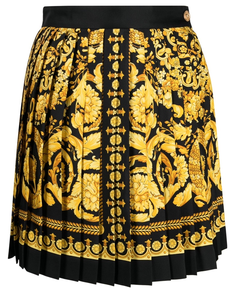 Versace Damen Faltenrock mit Barock-Print