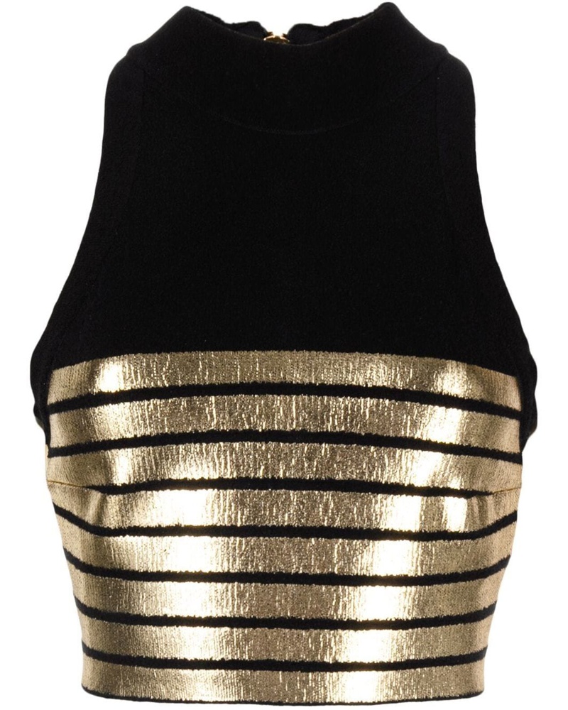 Balmain Damen Gestreiftes Cropped-Top