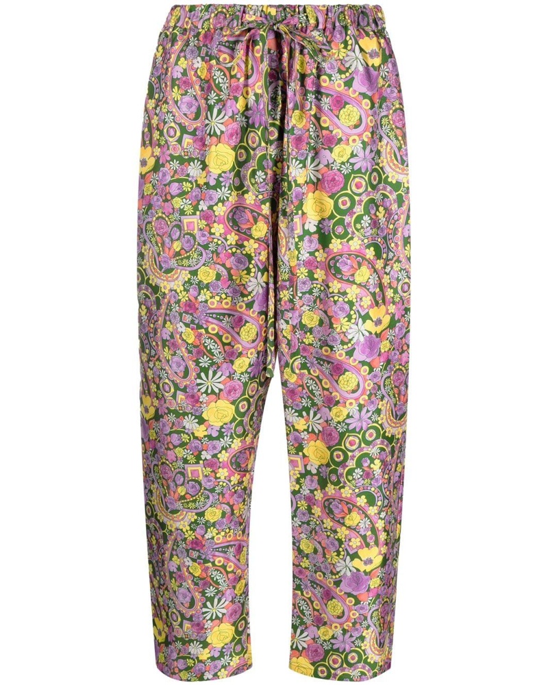La DoubleJ Damen Seidenhose mit Blumen-Print