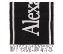 logo-print wool scarf