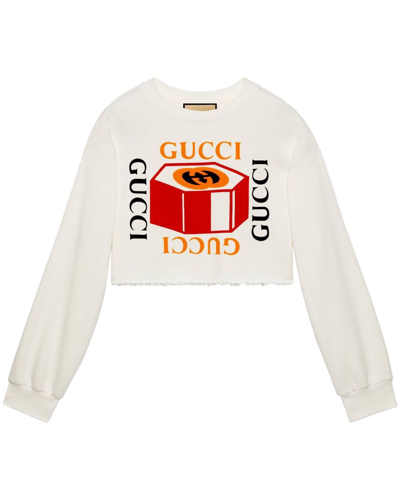 Gucci Damen Cropped-Sweatshirt mit Logo-Print