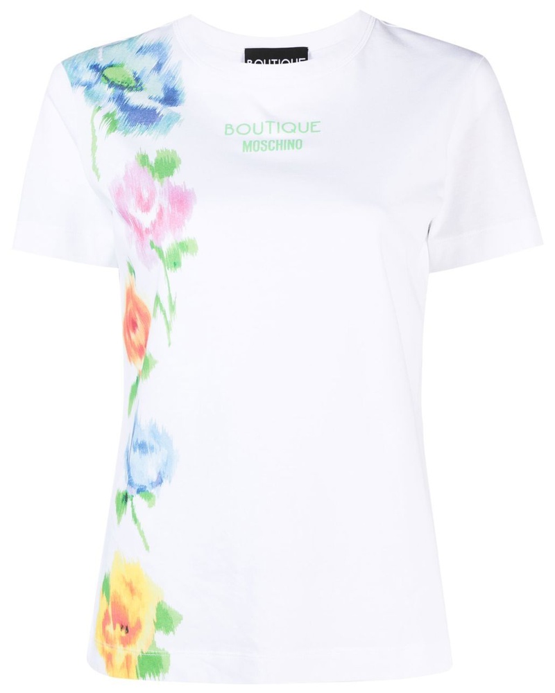 Moschino Damen T-Shirt mit Blumen-Print