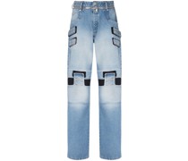 Weite Jeans mit Mesh-Detail