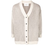 Gerippter Cardigan mit V-Ausschnitt