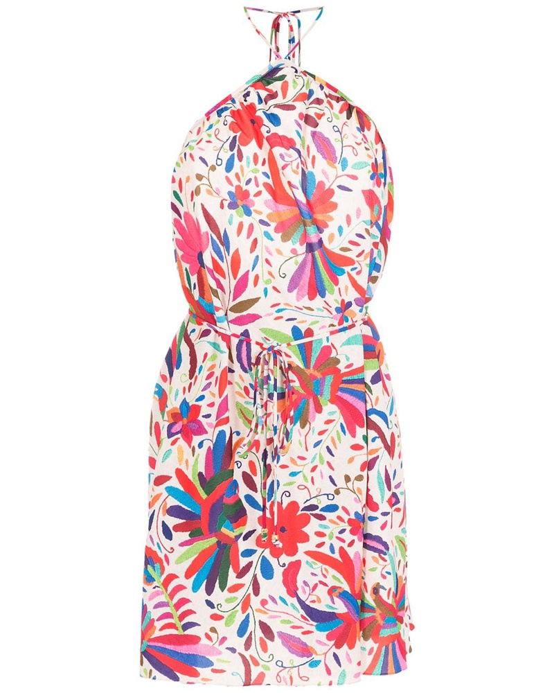OLYMPIAH Damen Neckholder-Minikleid mit Blumen-Print