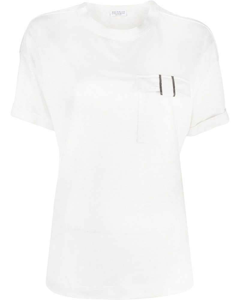 Brunello Cucinelli Damen T-Shirt mit Schleife
