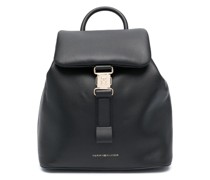 logo-stamp faux-leather backpack
