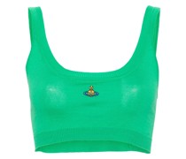 Orb-embroidered cotton crop top