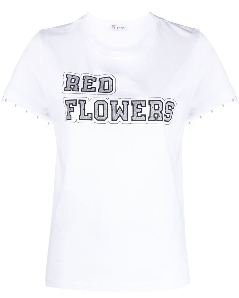 RED Valentino Damen T-Shirt mit Slogan-Print