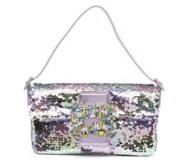 sequin-embellished leather shoulder bag