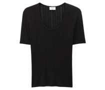 Fein geripptes Pointelle T-Shirt