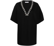 V-neck crystal-embellished T-shirt dress