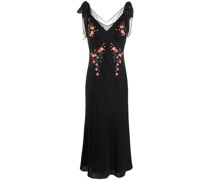 Midikleid mit Blumenstickerei