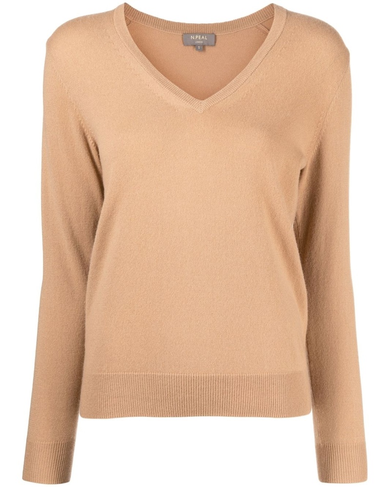 N.Peal Damen Kaschmirpullover mit V-Ausschnitt