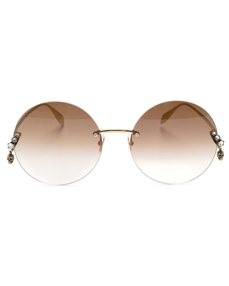Alexander McQueen Damen Runde Sonnenbrille mit Kristallen