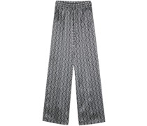 abstract pattern print silk trousers
