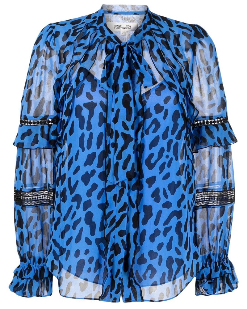 Diane von Furstenberg Damen Bluse mit Leoparden-Print