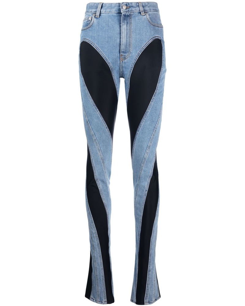 Thierry Mugler Damen Zweifarbige Skinny-Jeans