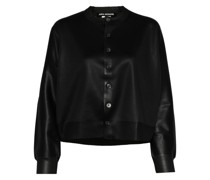 glossy-effect button-up cardigan