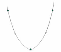 18kt white gold Sundance diamond and emerald necklace