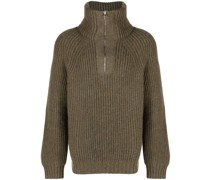 Gerippter Pullover mit Reißverschluss