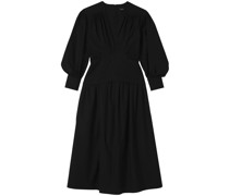 gathered-detail V-neck dress
