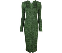square-neck knitted midi dress