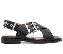 crossover-strap bucked sandals