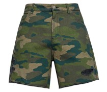 Distressed-Shorts mit Camouflage-Print