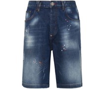Jeans-Shorts mit Farbklecks-Print