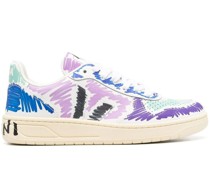 painterly-print lace-up sneakers