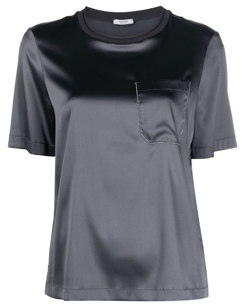 Peserico Damen T-Shirt mit Brusttasche