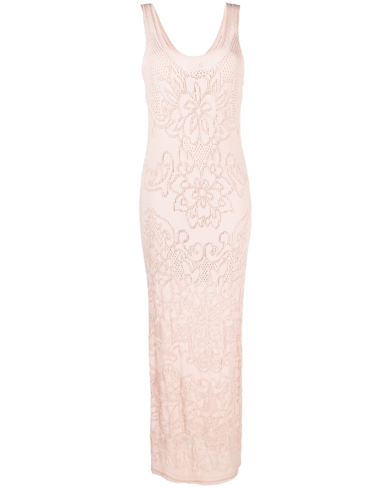Twin-Set Damen Maxikleid mit Lochmuster