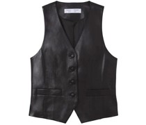 V-neck leather waistcoat
