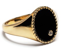 9kt Gelbgold-Siegelring mit Onyx und Diamant