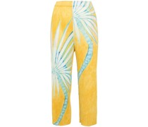 palm-print plissé trousers