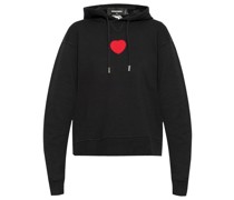 heart-patch cotton hoodie