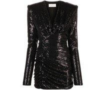 Gerafftes Kleid mit V-Ausschnitt