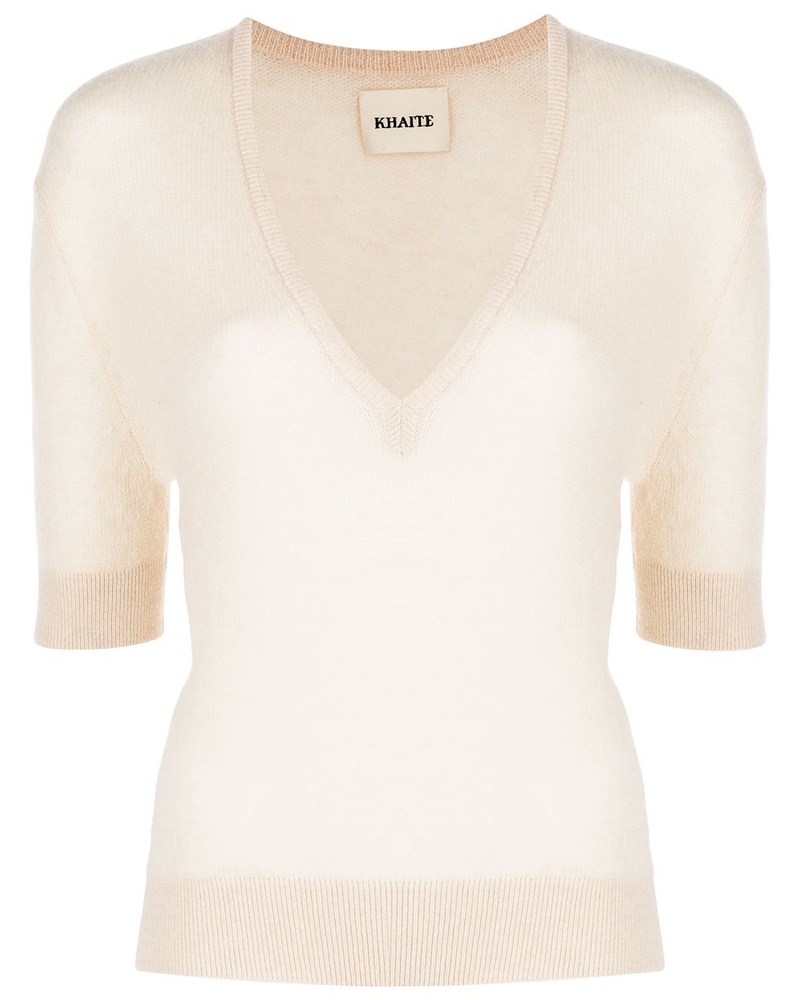 KHAITE Damen The Sierra Pullover mit kurzen Ärmeln