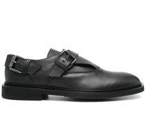Micro buckled leather monk shoes