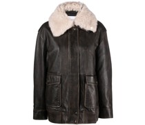 Lederjacke mit Shearling-Kragen